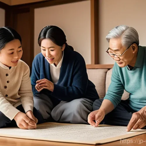 김씨 족보 - **Prompt:** A bustling, sun-drenched street scene in a modern Korean city. The foreground is filled ...