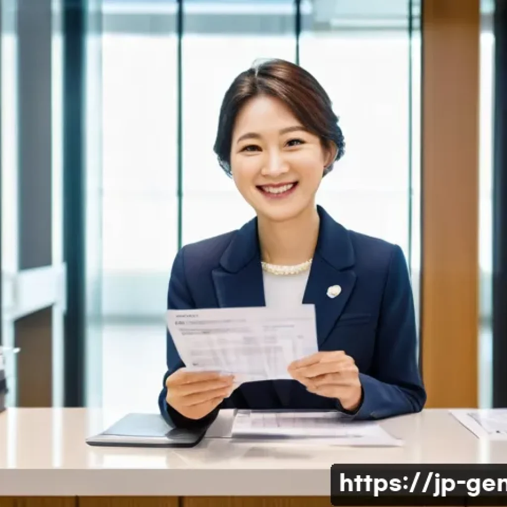 족보와 유산 상속 - **Prompt 1: Simplified Inheritance Procedures**
    "A cheerful Japanese woman in her late 30s stand...