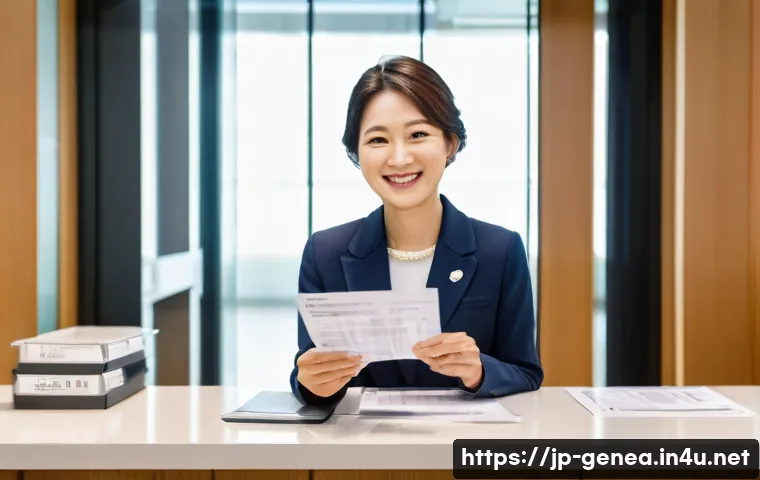 족보와 유산 상속 - **Prompt 1: Simplified Inheritance Procedures**
    "A cheerful Japanese woman in her late 30s stand...